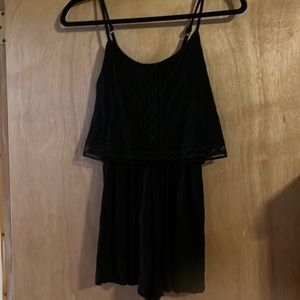 Topshop size 2 black romper with crochet detail on top